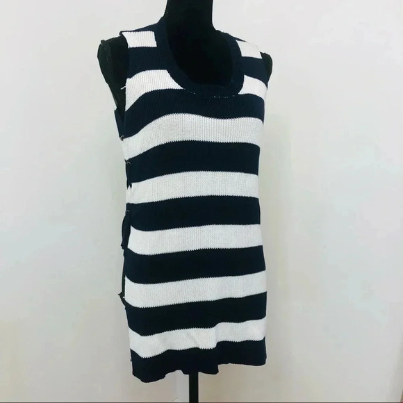 Vintage Cotton Tunic Tank Striped Side Tie - Picture 1 of 6